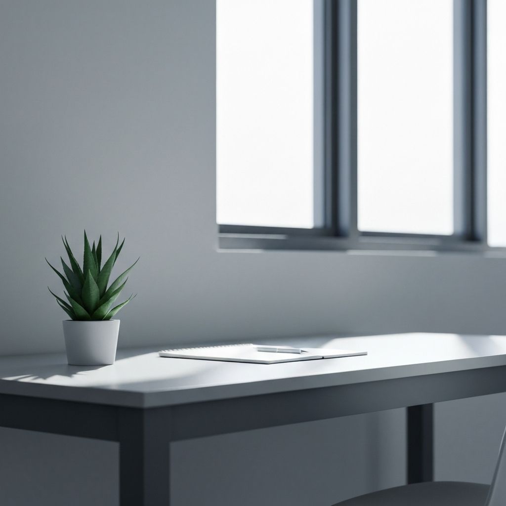 Csendes, rendezett tér a mentális fókusz vizuális megjelenítéseként